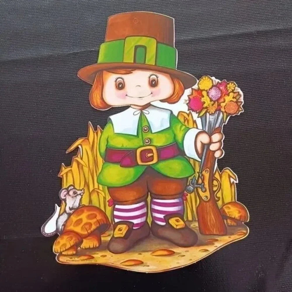 VTG 1970s Beistle Thanksgiving Cardboard Cutouts Lot Turkey Pilgrim Fall‎ Decor